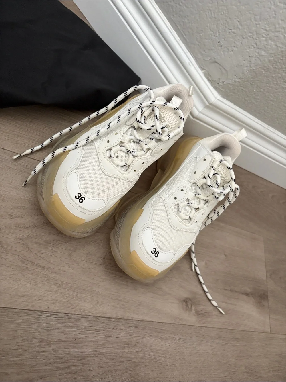 Balenciaga White Cream Triple S Sneakers